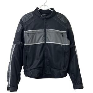 Hein Gericke Mens Size Large Black & Gray Mesh Padded Leather Jacket Motorcycle